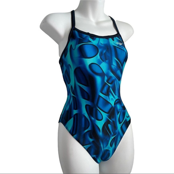 The Finals Competition One Piece Swimsuit Geometric Print XXS/30 Bright Blue - Picture 11 of 16